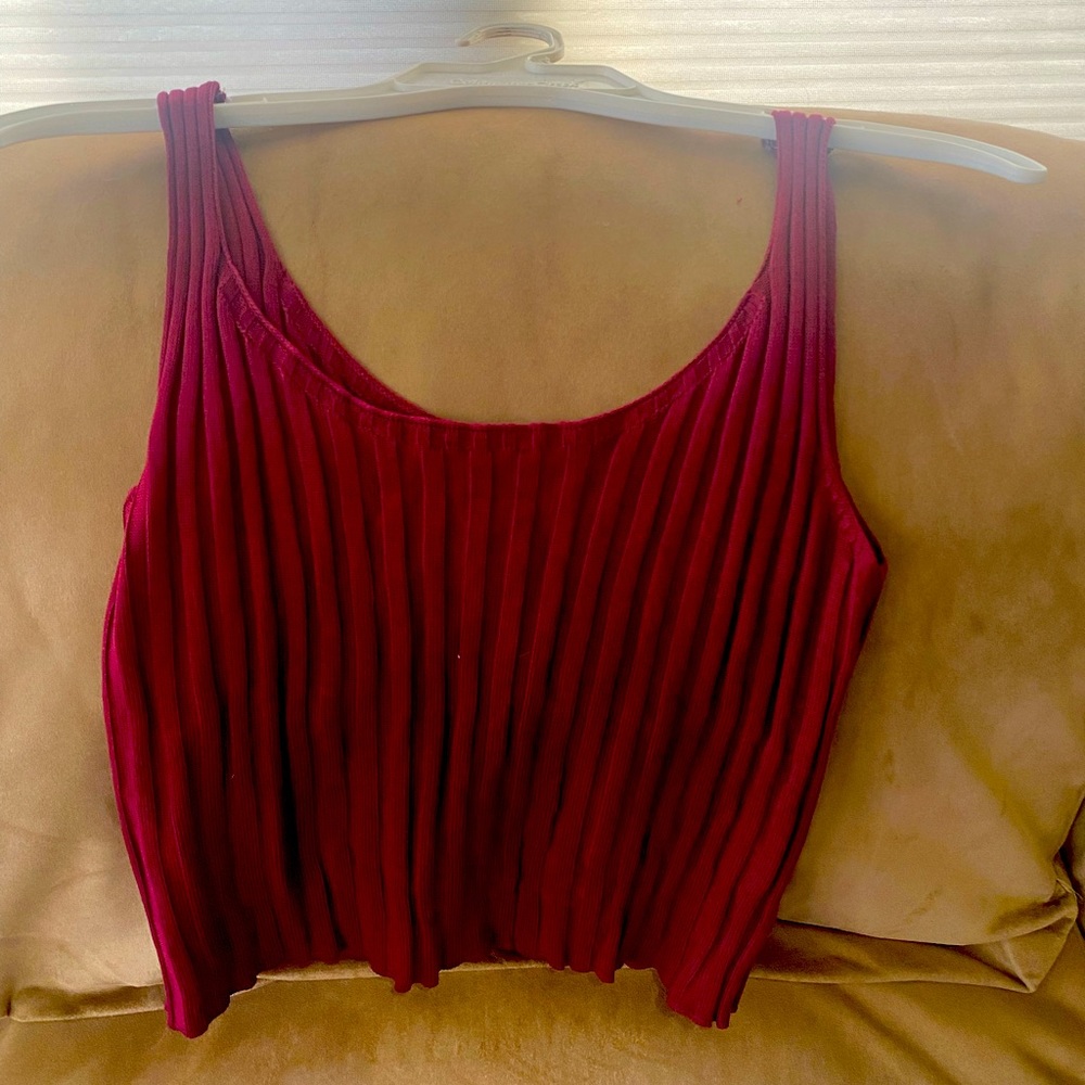 Burgundy rubbed crop top, never worn